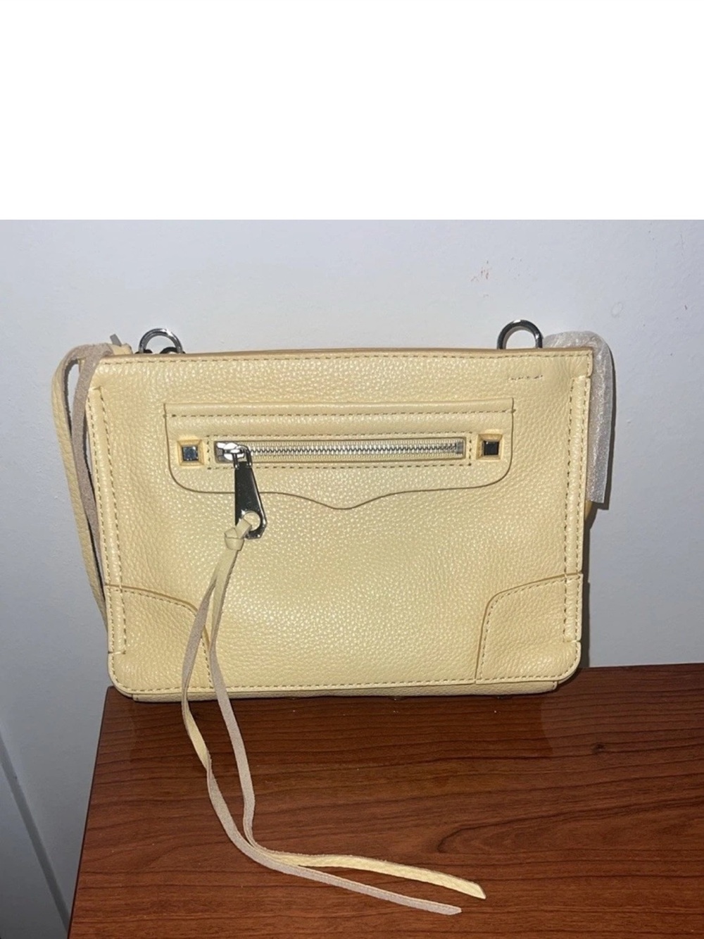 NWT Rebecca Minkoff Regan Yellow Leather Crossbody Bag Silver Hardware